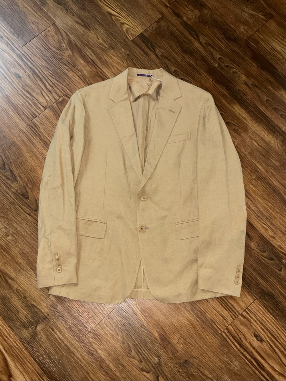 Ralph Lauren Purple Label Hadley Hand-Tailored Tan Silk-Linen Jacket